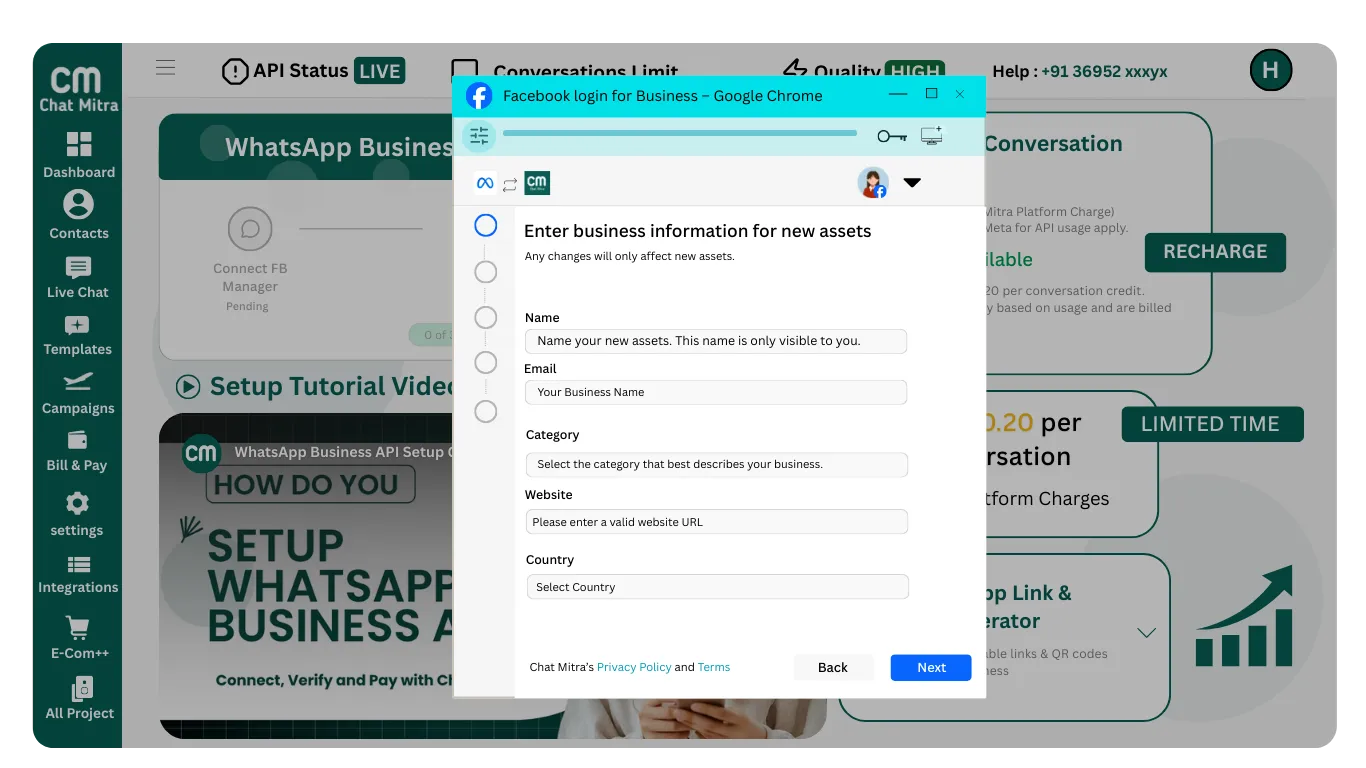 Step 5: Enter Business Information for New Assets