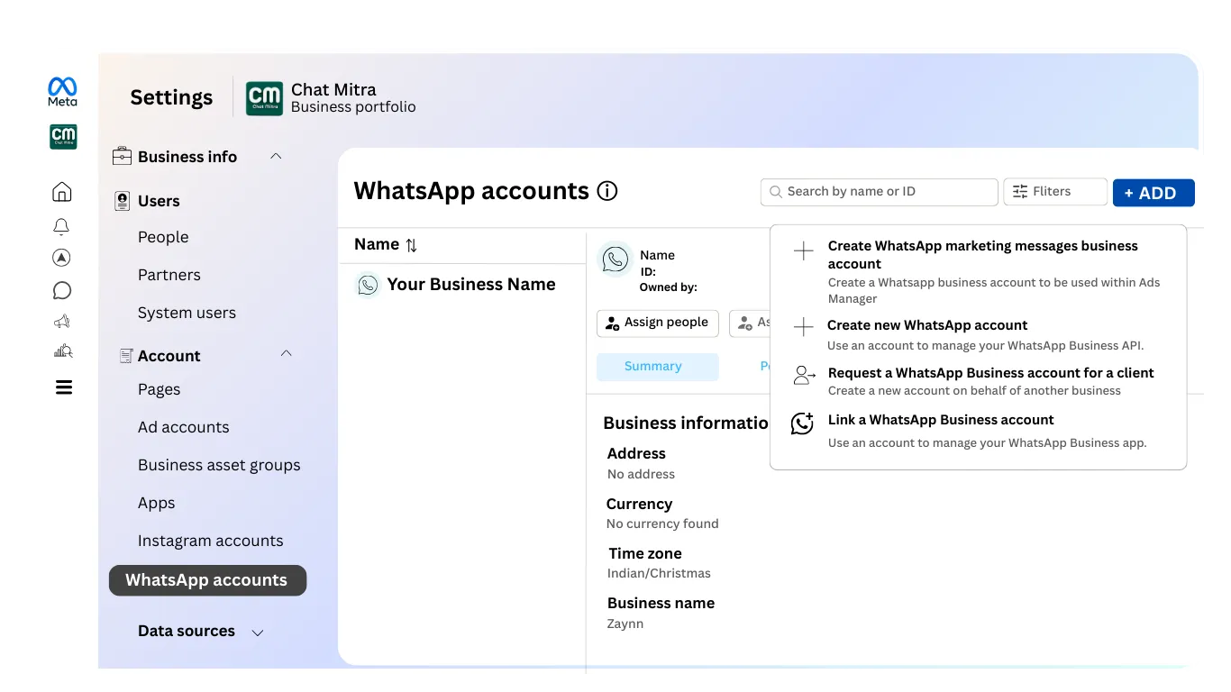 Step 3: Important: Create WhatsApp Marketing Messages Business Account (If Needed)