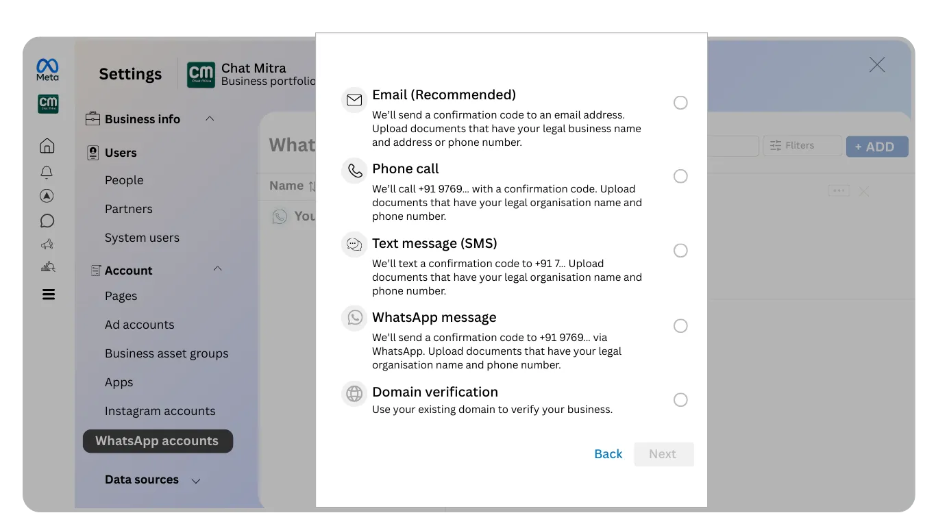 Step 10: Select OTP Verification Method